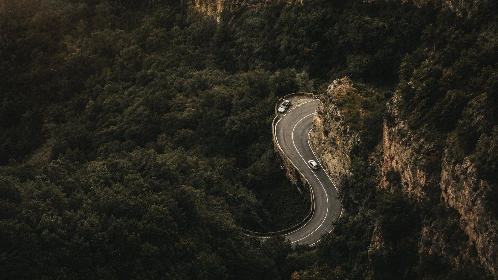 A winding road through the hills